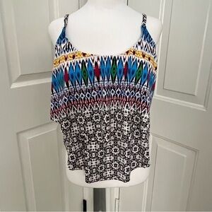 Ocean Avenue Vibrant Floral Tankini Bathing Suit Swim Top Large Layered Padded‎